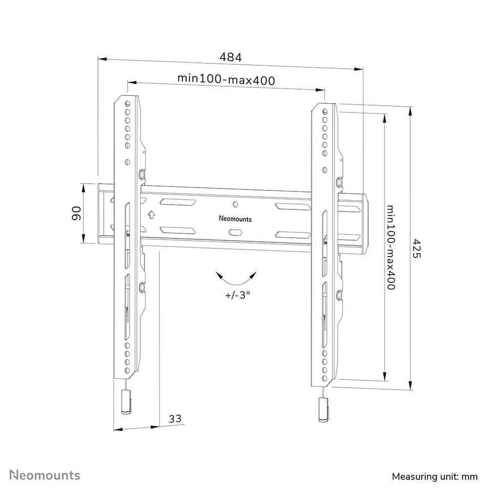 Neomounts WL30S-850BL14 TV-beugel wand 32-75" - vlak - vergrendelbaar - snelle installatie